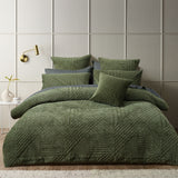 NNEDSZ Bianca Navarro Olive Soft Velvet Geometric Quilt Cover Set King