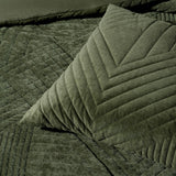 NNEDSZ Bianca Navarro Olive Soft Velvet Geometric Quilt Cover Set King