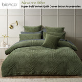 NNEDSZ Bianca Navarro Olive Soft Velvet Geometric Quilt Cover Set Queen