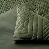 NNEDSZ Bianca Navarro Olive Soft Velvet Geometric Quilt Cover Set Super King