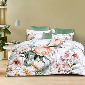 NNEDSZ Bianca Sariya White Cotton Sateen Quilt Cover Set Queen