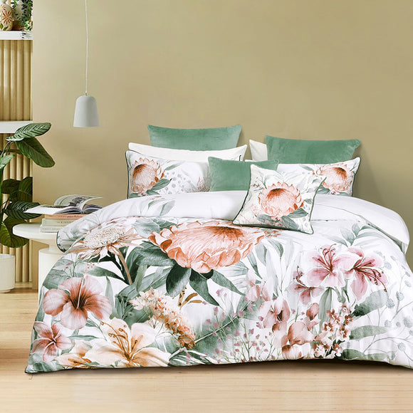 NNEDSZ Bianca Sariya White Cotton Sateen Quilt Cover Set Queen
