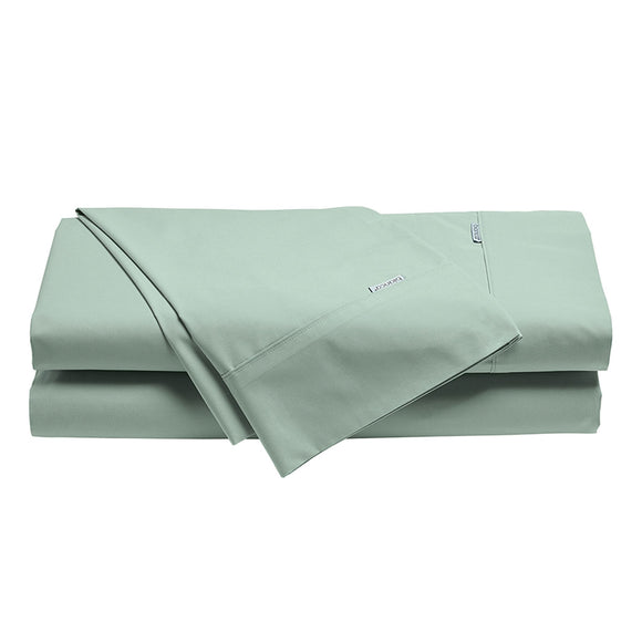 NNEDSZ Bianca Heston Cotton Percale Sheet Set Sage Queen