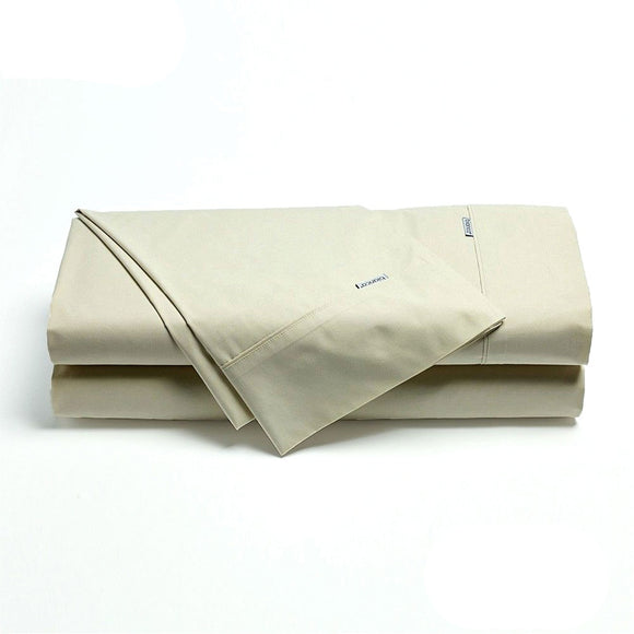 NNEDSZ Bianca Heston Cotton Percale Sheet Set Stone Long Single