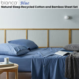 NNEDSZ Bianca Natural Sleep Recycled Cotton and Bamboo Sheet Set Blue Split King