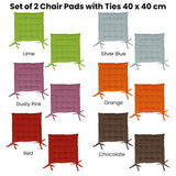 NNEDSZ Set of 2 Chair Pads with Ties 40 x 40 cm Orange