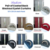 NNEDSZ Emporio Hudson Pair of Coated Back Blockout Eyelet Curtains 137 x 213cm each Silver