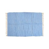 NNEDSZ Large Chindi Cotton Handmade Floor Mat with Tassels 90 x 150 cm Blue