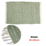 NNEDSZ Large Chindi Cotton Handmade Floor Mat with Tassels 90 x 150 cm Green