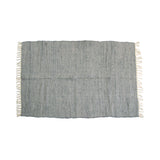 NNEDSZ Large Chindi Cotton Handmade Floor Mat with Tassels 90 x 150 cm Grey