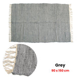 NNEDSZ Large Chindi Cotton Handmade Floor Mat with Tassels 90 x 150 cm Grey