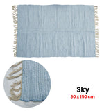 NNEDSZ Large Chindi Cotton Handmade Floor Mat with Tassels 90 x 150 cm Sky