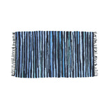 NNEDSZ Tonal Chindi Cotton Handmade Floor Mat with Tassels 70 x 120 cm Blue