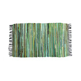 NNEDSZ Tonal Chindi Cotton Handmade Floor Mat with Tassels 70 x 120 cm Green