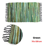 NNEDSZ Tonal Chindi Cotton Handmade Floor Mat with Tassels 70 x 120 cm Green