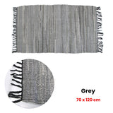 NNEDSZ Tonal Chindi Cotton Handmade Floor Mat with Tassels 70 x 120 cm Grey