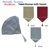 NNEDSZ Metallic Texture Table Runner with Tassel 33 x 180 cm Red