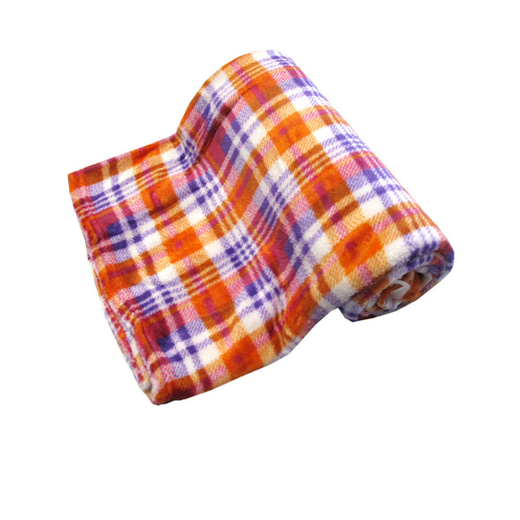 NNEDSZ 190GSM Girls Cute Soft Coral Fleece Throw 127 x 152cm Light Checkered