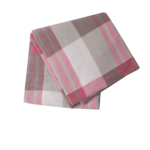 NNEDSZ 180GSM Extra Large Polar Fleece Throw Blanket 150 x 200cm Plaid Pink