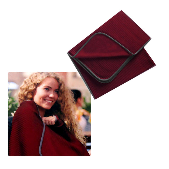 NNEDSZ 250GSM Ribbed Polar Fleece Throw 100 x 150cm Burgundy