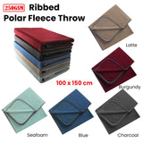NNEDSZ 250GSM Ribbed Polar Fleece Throw 100 x 150cm Charcoal