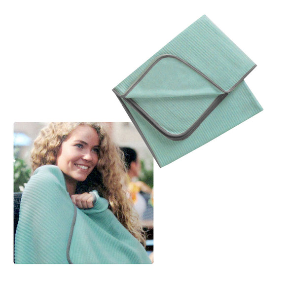 NNEDSZ 250GSM Ribbed Polar Fleece Throw 100 x 150cm Seafoam