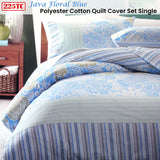 NNEDSZ 225TC Java Floral Blue Polyester Cotton Quilt Cover Set Single