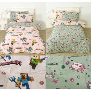 NNEDSZ MOJANG Minecraft Reversible Cotton Boys Girls Quilt Cover Set Double