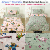 NNEDSZ MOJANG Minecraft Reversible Cotton Boys Girls Quilt Cover Set Single