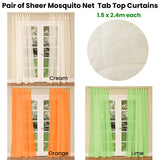 NNEDSZ Pair of Sheer Mosquito Net Tab Top Curtains 150 x 240 cm Lime