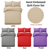 NNEDSZ Designer Selection Ascot Embossed Quilt Cover Set Grey Queen