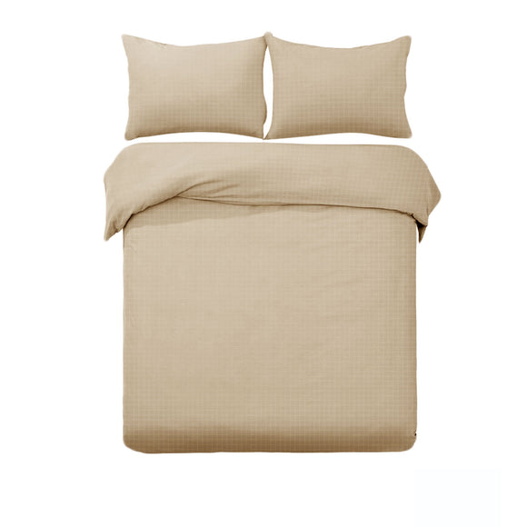 NNEDSZ Designer Selection Ascot Embossed Quilt Cover Set Latte King