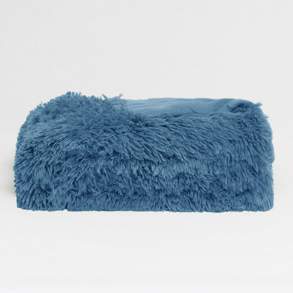 NNEDSZ Hotel Living Long Hair Faux Fur Throw Rug Bonnie Blue