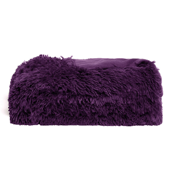 NNEDSZ Hotel Living Long Hair Faux Fur Throw Rug Purple