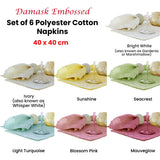 NNEDSZ Set of 6 Embossed Polyester Cotton Napkins Blossom Pink 40 x 40cm