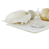 NNEDSZ Set of 6 Embossed Polyester Cotton Napkins Bright White (also known as Gardenia or Marshmallow) 40 x 40cm