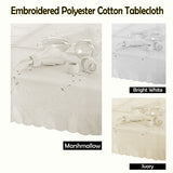 NNEDSZ Embroidered Tablecloth - 170x360cm Oblong MARSHMALLOW