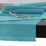 NNEDSZ Cotton Ribbed Table Runner 45cm x 150cm - AQUA