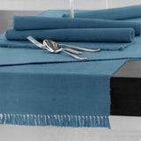 NNEDSZ 100% COTTON Ribbed Table Runner Dusk Blue 45 x 150cm