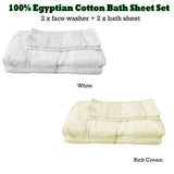 NNEDSZ Pack of 4 - Egyptian Cotton Extra Large Bath Sheets and Face Washers set White