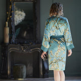 NNEDSZ Bedding House Van Gogh Almond Blossom Blue Kimono Bath Robe Small/Medium