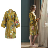 NNEDSZ Bedding House Van Gogh Partout des Fleurs Gold Kimono Bath Robe Small/Medium