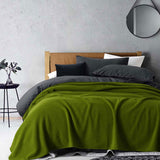NNEDSZ Laconia 400GSM Premium Pure Wool Blanket Moss Green Queen