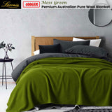 NNEDSZ Laconia 400GSM Premium Pure Wool Blanket Moss Green Single