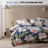 NNEDSZ Accessorize Bella Blue Floral 3 Piece Comforter Set Double