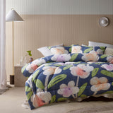 NNEDSZ Accessorize Bella Blue Floral 3 Piece Comforter Set Queen