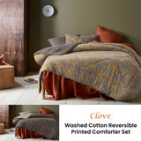 NNEDSZ Clove Washed Cotton Printed Reversible Comforter Set King