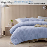 NNEDSZ Vintage Design Homewares 3 Pcs Parquet Snooze Blue Comforter Set King