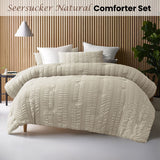 NNEDSZ Accessorize Seersucker Natural 3 Piece Comforter Set King