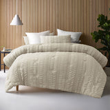 NNEDSZ Accessorize Seersucker Natural 3 Piece Comforter Set Queen